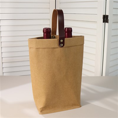 Išplautos kraftpopieriaus vyno dėžutė, skirta vienam arba dviem buteliams